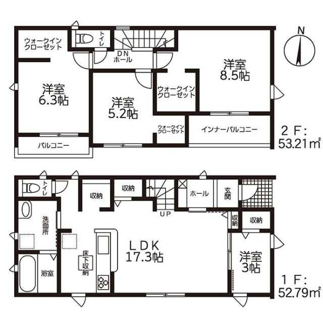 新築戸建て・仲介手数料無料）稲沢市福島町　４号棟の間取り