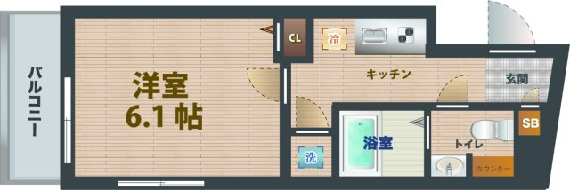 【間取り】 | クレヴィスタ方南町Ⅱ | 1Kのお部屋です。