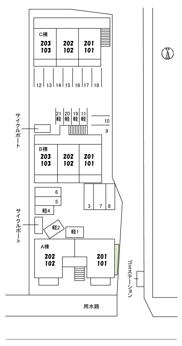 サンディスク米山　A棟の駐車場
