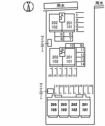 シャーメゾングレース　B棟の区画図