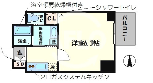 クリスタルグランツ難波WESTの間取り|クリスタルグランツ難波WEST　開放感ある間取