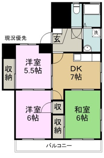 【間取り】 | ヴィルヌーヴ高瀬 | 3DK