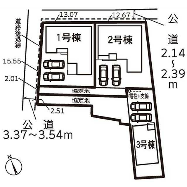 新築戸建て・仲介手数料無料）稲沢市平和町法立北瀬古第４・３号棟の区画図