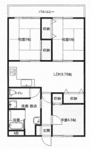 【間取り】 | 山科南団地E棟 | 専有面積63.36㎡