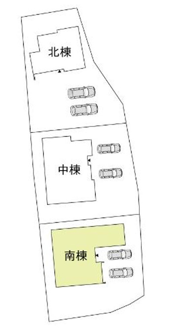 安曇野市豊科高家　新築戸建の区画図|全3区画の南棟の物件のご紹介です。