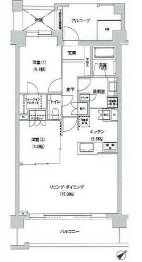 文京区本駒込２丁目の賃貸マンションの間取り