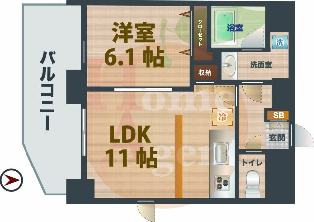 【間取り】 | アジールコート西新宿 | 1LDKのお部屋です。
