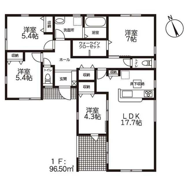 新築戸建て・仲介手数料無料）稲沢市平和町法立北瀬古第４・１号棟の間取り