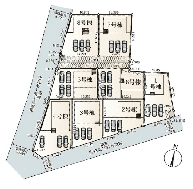 [新築住宅] 本庄市児玉町児玉 第13 全8棟の区画図