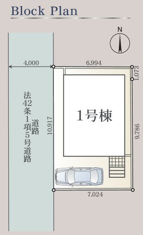 海老名市門沢橋第20　新築1棟の区画図|日当たり良好な南側駐車スペース♪