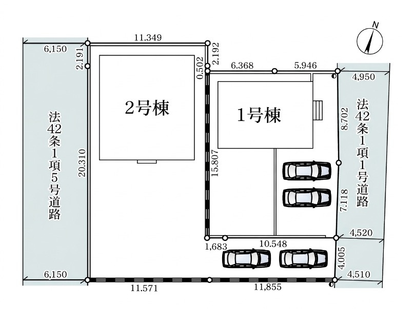 [新築住宅] 児玉郡上里町神保原町 第6 全2棟の区画図
