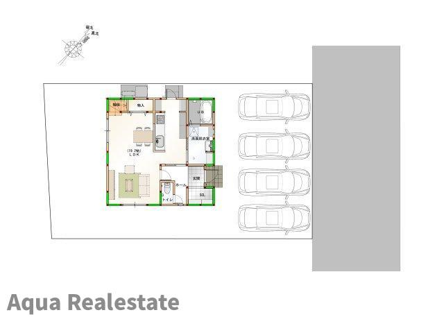 オール電化デザイナーズハウス丈六建売④の区画図