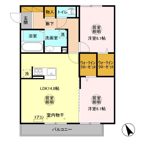 サンク・レーブ　Aの間取り|間取図