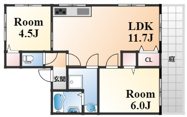神戸市東灘区御影中町８丁目のアパートの間取り