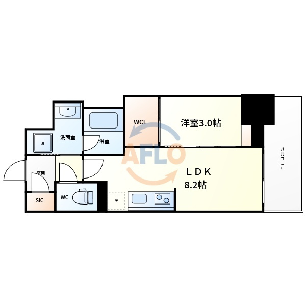 シーズンフラッツ心斎橋EASTの間取り|シーズンフラッツ心斎橋EAST　間取り