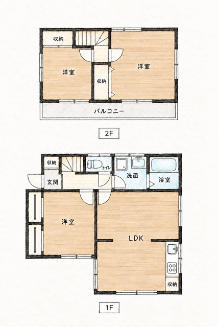 宇都宮市北若松原2丁目　3ＬＤＫ　中古住宅の間取り