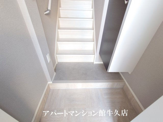 仮）牛久市田宮町新築アパートの玄関