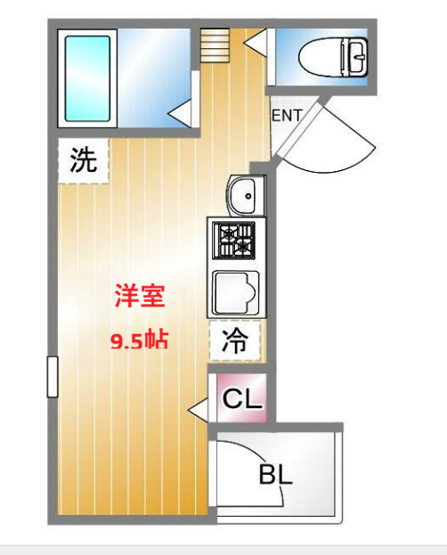 【間取り】 | グランクオール大崎 | 洋室9.5帖　・ネット使用料無料