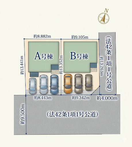 尾張旭市晴丘町池上全２棟【仲介手数料無料　本地原小　旭中】の区画図|今すぐのご案内可能です！→  0120-336-922　までお気軽にお問い合わせください。