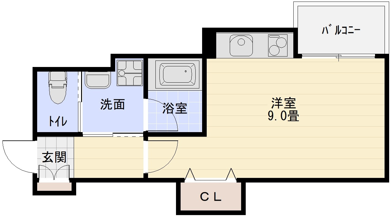 セレニティ法善寺　D棟の間取り