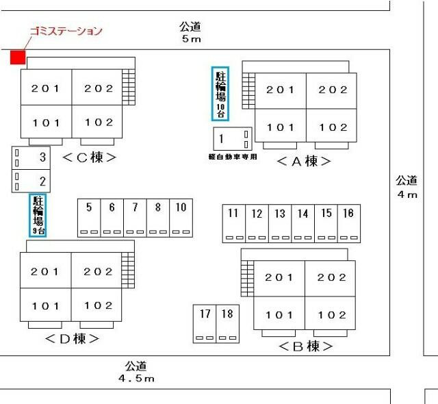 フローラルコート直井　Ｄの区画図