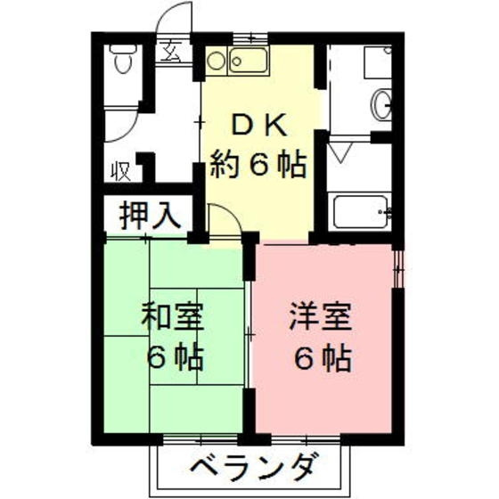 羽島市小熊町内粟野４丁目のアパートの間取り