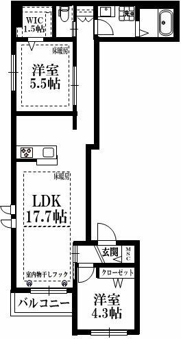 （仮称）矢来町メゾン　東棟の間取り