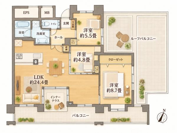 【間取り】 | ライオンズステーションプラザ用賀 | （ご見学可能ですのでお気軽にお問合せください）