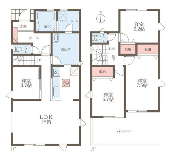 リーブルガーデン押熊町 １号棟 ／新築一戸建の間取り