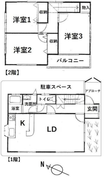 富里市七栄の中古一戸建の間取り