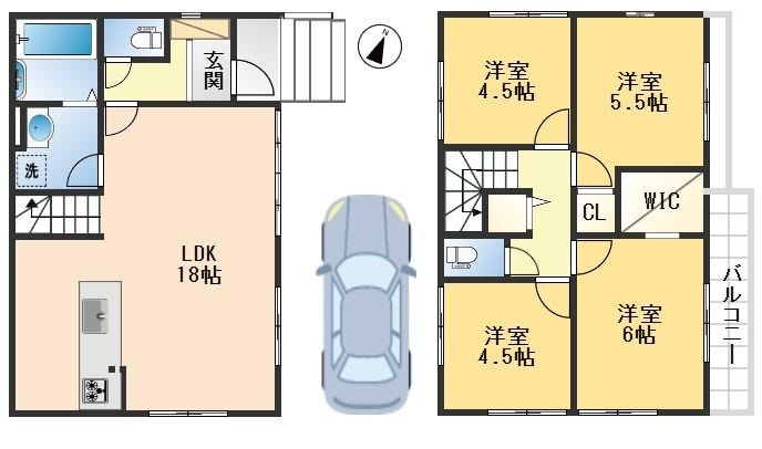 豊中市待兼山町　新築戸建の間取り