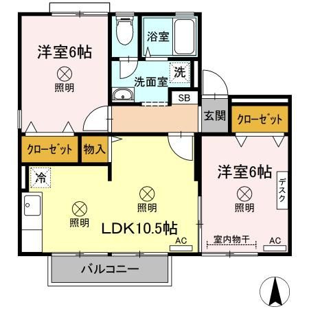 ロイヤルハイツ山上　A棟の間取り