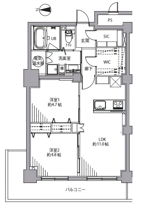 清新中央ハイツ6号棟の間取り|新規リノベーション施工が完了いたしましたのでいつでも内覧が可能です。ウォークインクローゼットやシューズインクローゼットなど収納力には自信があります。