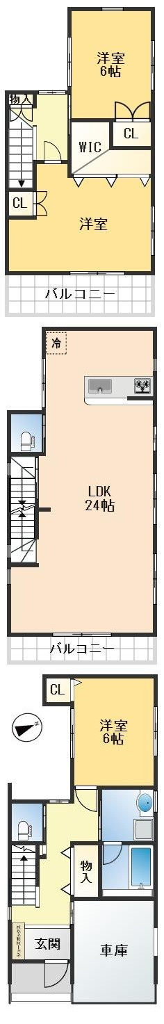 豊中市三和町3丁目　中古戸建の間取り