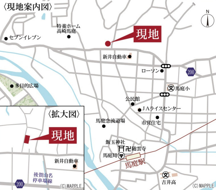 【新築】高崎市吉井町馬庭第３　限定１棟　リーブルガーデン　新築建売の地図