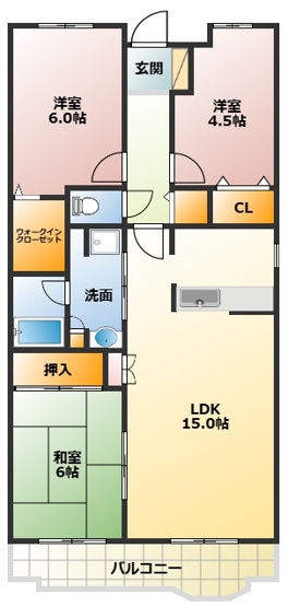 【間取り】 | メゾンベール壱番館 | ３ＬＤＫの間取りです！