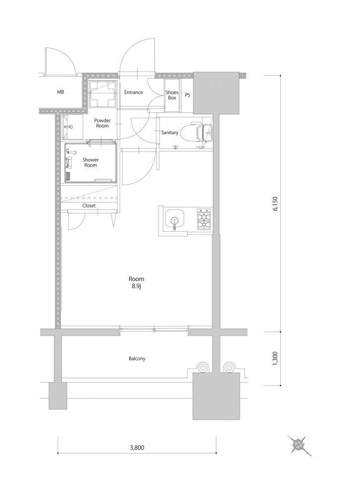新品家具付きマンション築港本町8B(KaGood福岡)の間取り|※間取りと異なる場合は現状を優先します。