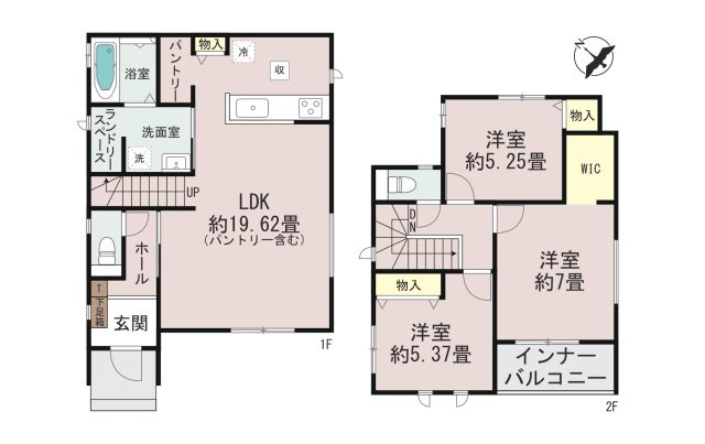 糟屋郡須恵町新原第1-2棟（B号棟）の間取り