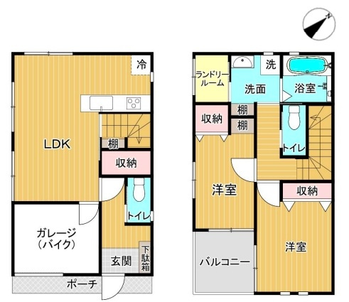 【間取り】 | 鶴ヶ島市下新田 | ２LDK
