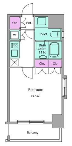 レジディア後楽園の間取り|約８帖の正方形で配置もしやすいですね！