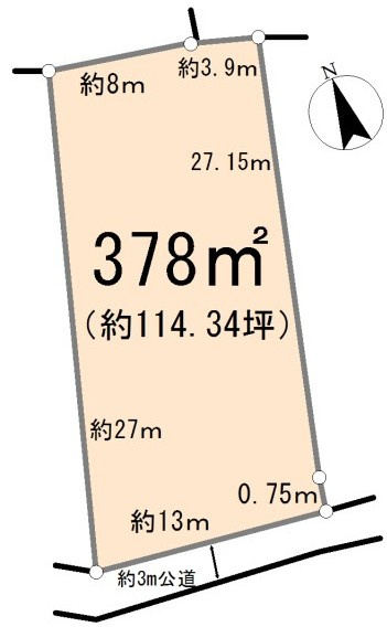 東松山市下野本　土地114坪の土地図