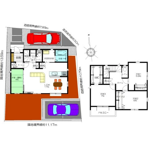 【トーヨーホーム売主/売建】瀬戸坂上町V　C分譲の間取り|4LDK+WIC