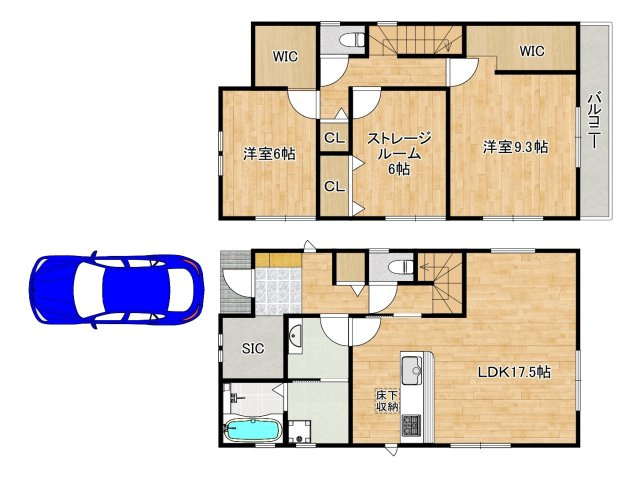 高師浜１丁目　新築分譲住宅の間取り|２ＳＬＤＫ+ＷＩＣ！暮らしやすい間取りですので、子供部屋や趣味のお部屋も作れますね♪平屋の区画もございます！