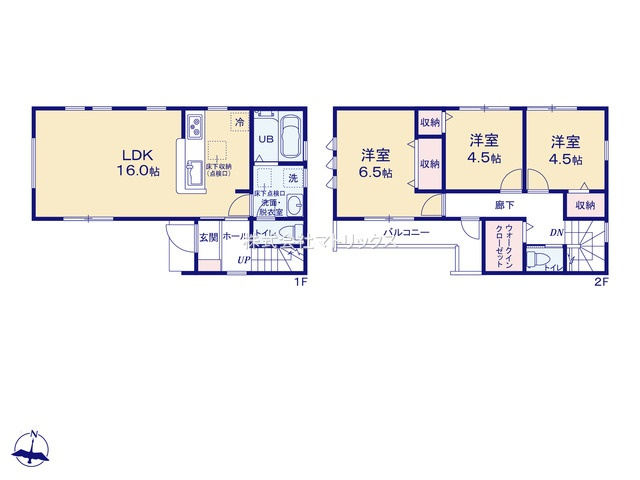練馬区大泉学園町1丁目　ZEH水準　ハイグレード住宅　全3棟の間取り|1号棟　3LDK+WIC　土地面積80.26m2　建物面積78.57m2