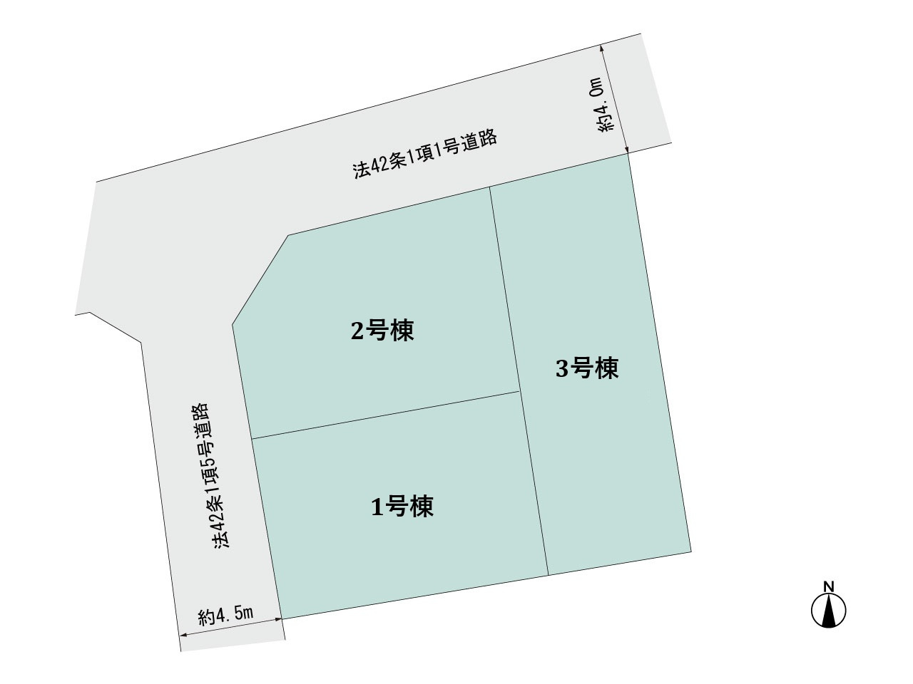 練馬区大泉学園町1丁目　ZEH水準　ハイグレード住宅　全3棟の区画図