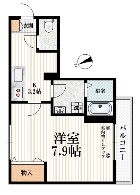 シェルム・ヴァンベールの間取り|【間取り】　角部屋２面採光