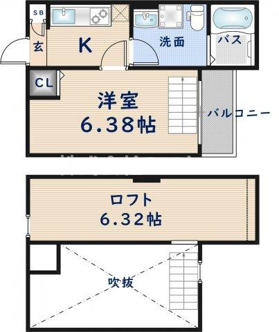 東大阪市寿町３丁目のアパートの間取り