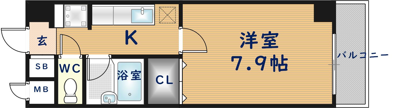 東大阪市小若江１丁目の賃貸マンションの間取り