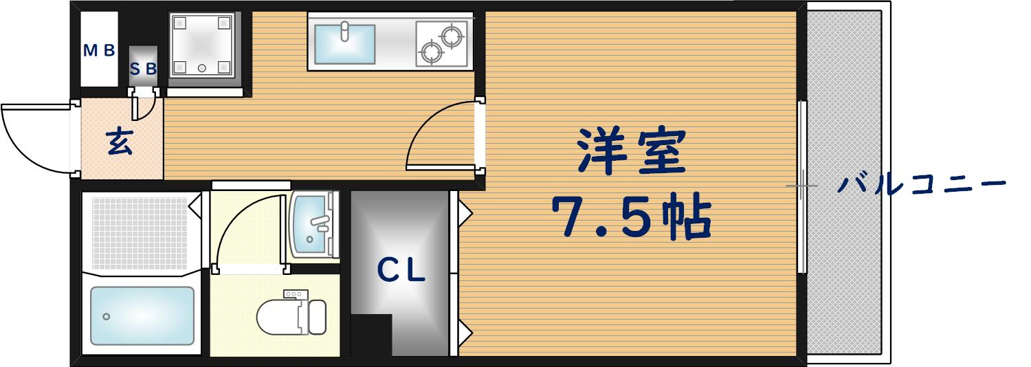 東大阪市上小阪２丁目の賃貸マンションの間取り