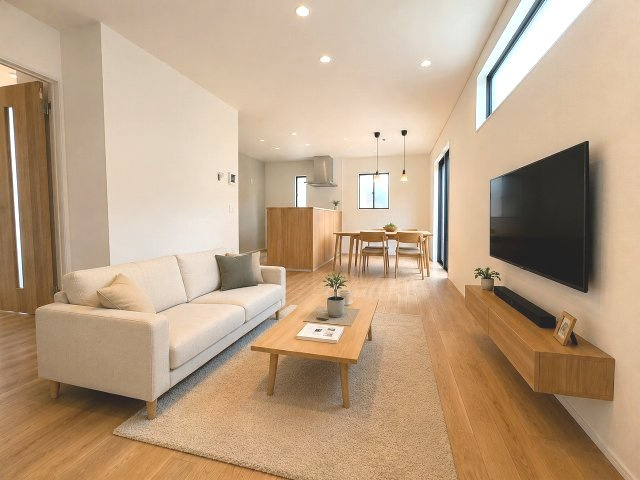 【居間・リビング】 | 福岡市南区鶴田4丁目6期　2号棟（全2棟）【仲介手数料無料・0円】 | 施工例。施工例は完成時と異なる場合があります。